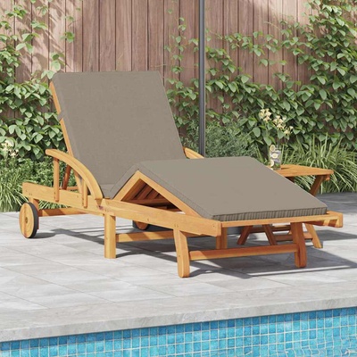 vidaXL Шезлонг 2 pcs Таупе 200 x 67 x 84 см Солидно акациево дърво (3325182)