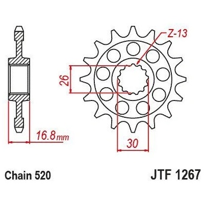 JT reťazové koliesko JTF1267.16RB pre reťaze 520 (16 zubov), HONDA CB 750 HORNET
