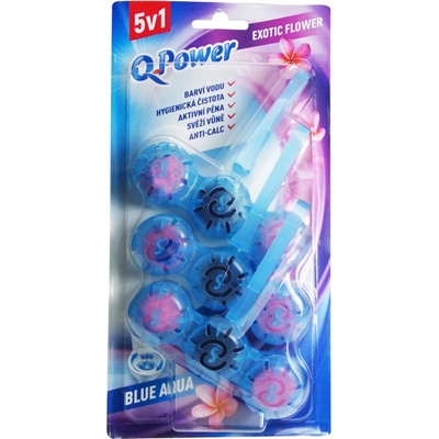 Q-Power Tuhý WC závěs Blue Aqua Exotic Flower 3 x 40 g
