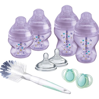 Tommee Tippee sada kojeneckých lahviček C2N Anti Colic s kartáčem Purple