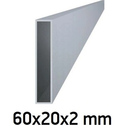Hliníkový jokl obdélníkový 60x20x2 mm 2m +/- 5mm (AL-60x20x2-2)