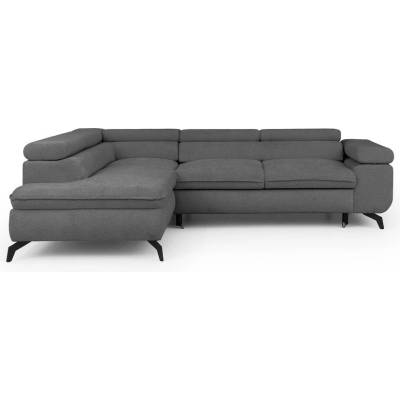 ROPEZ Сив шенилов ъглов диван (ляв ъгъл L форма) Marbeya - Ropez (Marbeya Narożnik L z f.spania - Lewa OT Misterio 90 ( Davis ) Czarny Mat)
