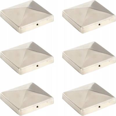 Krytky na stĺpiky, 6 ks, nerezová oceľ, 101x101 mm
