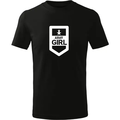 DRAGOWA детска тениска с къс ръкав Army Girl, черна (7129)