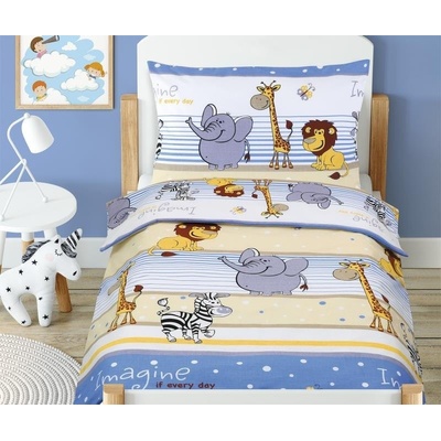 Bellatex obliečky Beáta safari modré 100 x 135 cm 45x60 cm