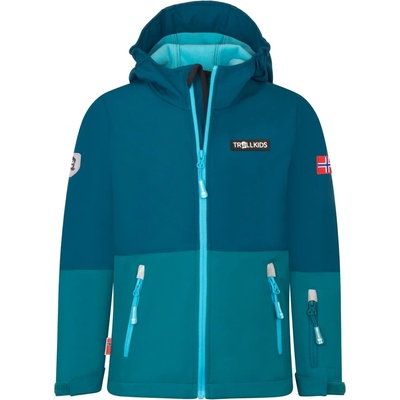 TROLLKIDS Детско софтшел яке Trollkids Kid's Skjorta Jacket Softshell jacket - Lagoon Green / Madeira Blue / Pool Blue - размер 92 (EU) (703-6162-0411)