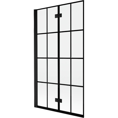 Mexen Mist преграда за вана 2-крила лява 100 x 150 см, черна решетка, черен - 8A9-100-002-70-77-L (8A9-100-002-70-77-L)