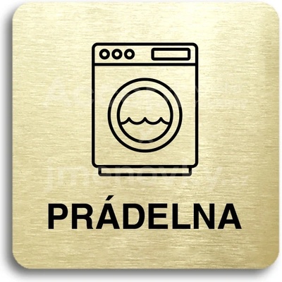 ACCEPT Piktogram prádelna - zlatá tabulka - černý tisk bez rámečku