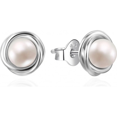 Agato Půvabné stříbrné náušnice s pravou perlou AGT-E239P-P