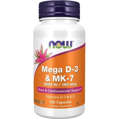 Now Foods Mega D-3 5000 iu MK-7 180 mcg 120 veg kapslí