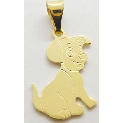 Klenoty Budín Zlatý gravírovaný přívěsek pejsek ze žlutého zlata H331