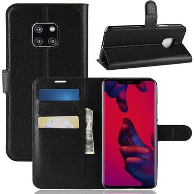 Litchi PU kožené peněženkové pouzdro na mobil Huawei Mate 20 Pro - černé – Hledejceny.cz