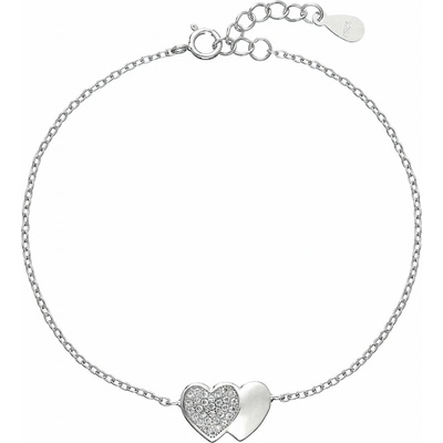 Pavona Romantický stříbrný náramek Spojená srdce se zirkony 13010.1