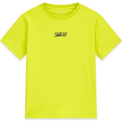 GUESS Едноцветна тениска с къс ръкав в жълт цвят за момче Guess