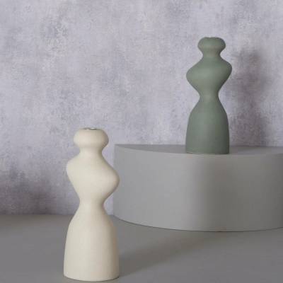 Boltze Home Keramický svícen s nepravidelným tvarem, 22 cm, MORANA, zelený zelený