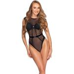 Cottelli Collection - прозрачно дантелено боди (черно)