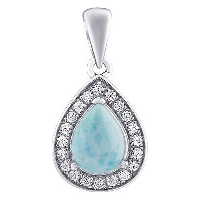SILVEGO Strieborný prívesok BRISA s pravým Larimarom a Brilliance Zirconia JJJ1141PLR