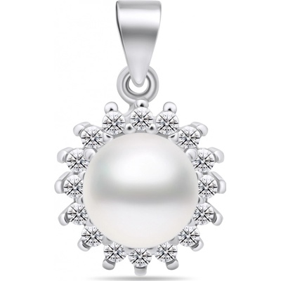 Brilio Silver perlový přívěsek s čirými zirkony PT108W