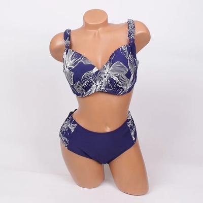 Макси бански в тъмносиньо с бели цветя - чашка d