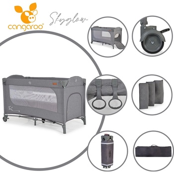 Cangaroo Детска кошара Skyglow 2 сив (109385)