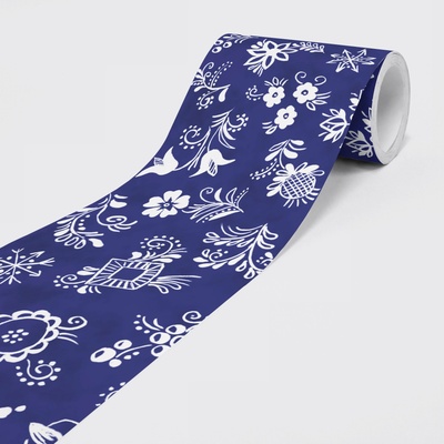 DIMEX ART Самозалепваща нетъкана бордюра индигов печат 15 см x 5 м