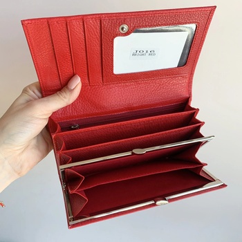 Image 1 of Портмоне Естествена Кожа - Модел J016 Orange Red