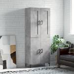 vidaXL Висок шкаф, бетонно сив, 69, 5x34x180 см, инженерно дърво (3199557)