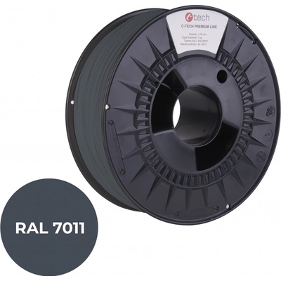 C-Tech Premium Line, PLA, oceľovo sivá, RAL7011, 1,75mm, 1kg