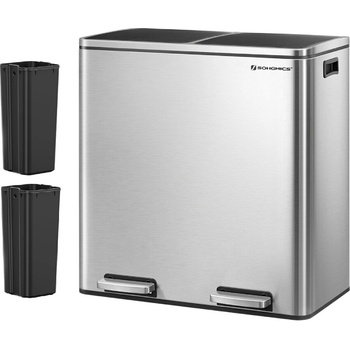 Songmics na triedený odpad 2 x 30 L strieborný
