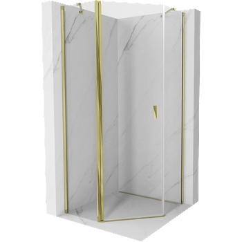 Mexen Mist петстенна душ кабина с отварящи се врати 90 x 90 cm, прозрачна, златна - 8A8-090-090-50-00 (8A8-090-090-50-00)