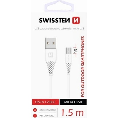 Swissten 36892 pro outdoorové smartphony micro USB, 1,5m bílý