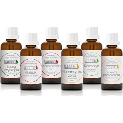 Bassau Vonné přírodní esenciální éterické oleje 100% přírodní sada Christmas 6 x 15 ml