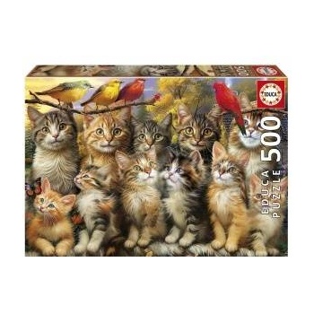 Educa Пъзел Educa Gatitos y Pájaros 500 Части