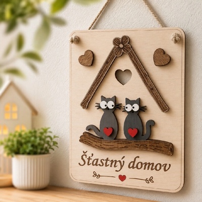 Dekorace z Řečice Dekorační cedulka Šťastný domov kočky