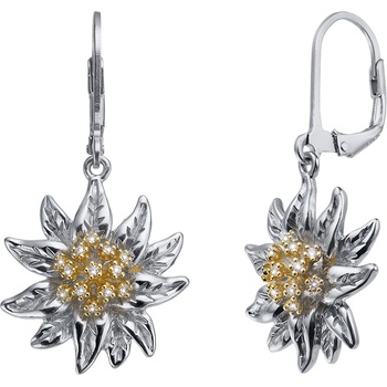 Crystalp strieborné náušnice Plesnivec s kryštálmi 40552.S