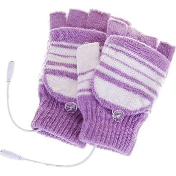 USB dámske vyhrievané rukavice purpurové
