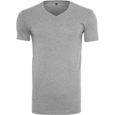 Build Your Brand pánske tričko s výstrihom do V BY006 heather grey