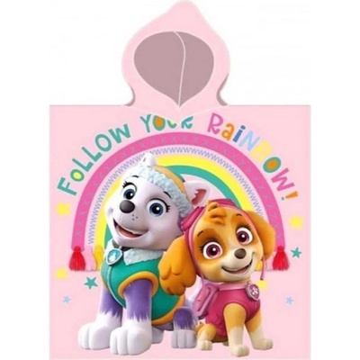 MLC Dievčenské plážové pončo osuška s kapucňou Paw Patrol 55 x 110 cm