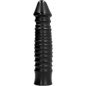 All Black Large Dildo with Ribbed Shaft 26 cm