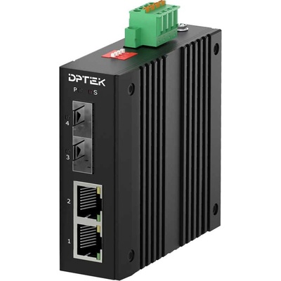 DPTEK DK-MC10F-2FP2FS-E - Индустриален оптичен медиа конвертор 2x10-100Base-TX RJ45 PoE + 2x100Base-FX SFP, Din-rail (DK-MC10F-2FP2FS-E)