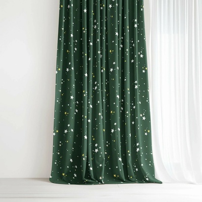 Goldea vánoční dekorační závěs - hvězdičky na zelené 140x150 cm – Zboží Mobilmania