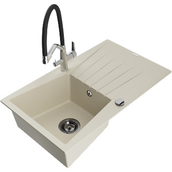 Mexen Cesar гранитна кухненска мивка с една камера, отцедник и кухненски (6514-69-671701-07-B)