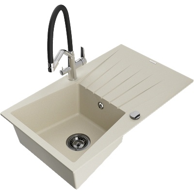 Mexen Cesar гранитна кухненска мивка с една камера, отцедник и кухненски (6514-69-671701-07-B)