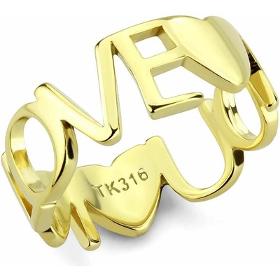 S4U Zlacený ocelový prsten LOVE AL 0083