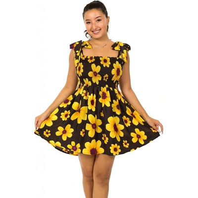 Himalife Mini šaty-sukně 2v1 Ezra Vesna hnědá se žlutou