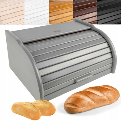 Jednodílný chlebník Creative Home šedý dřevěný