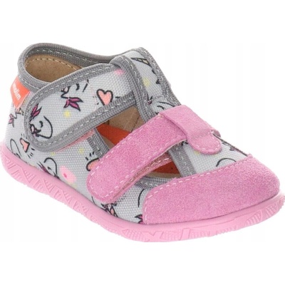 MILAMI 118 BR-29 GREY Dievčenské papuče sivé na suchý zips