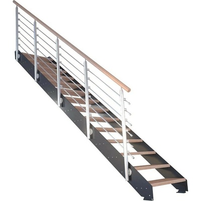 StarWood Kovové schody Kos 11 st. buk přír. 107 cm design. zábradlí antracit