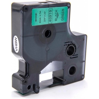 VHBW Dymo 40919 - kompatibilná páska 9mm, čierne písmo, zelená páska