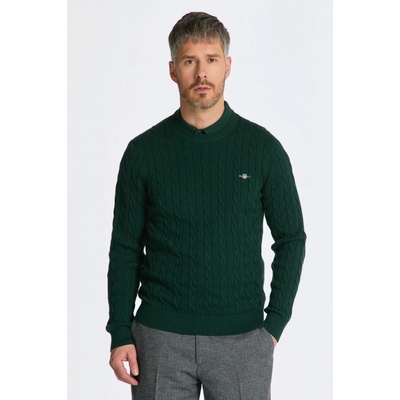 Gant sveter cotton cable c-neck zelená